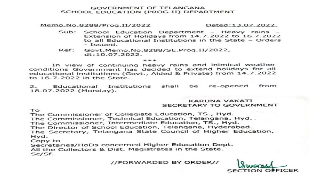 Telangana Schools, Colleges To Remain Shut 