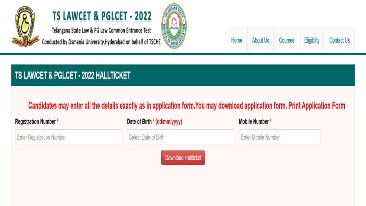 TS LAWCET 2022 Hall Ticket 