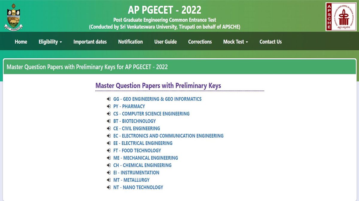 AP PGECET 2022 Answer Key Released 