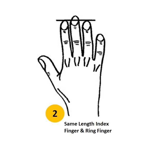 finger length personality test same length index ring finger