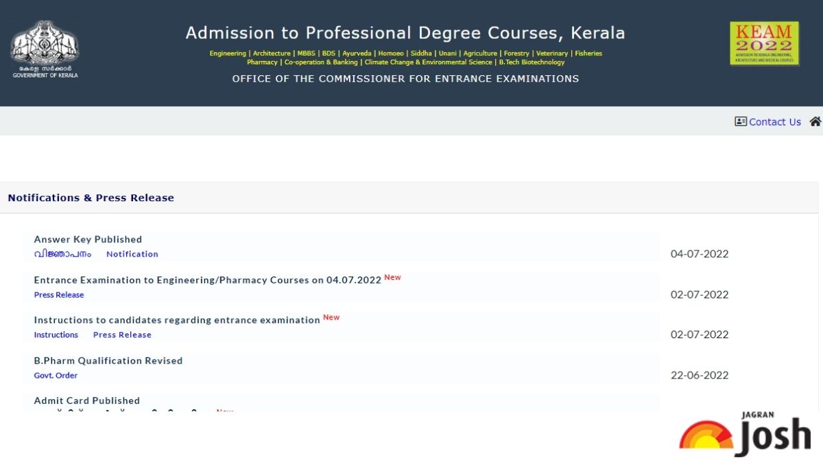 KEAM 2022 Answer Key