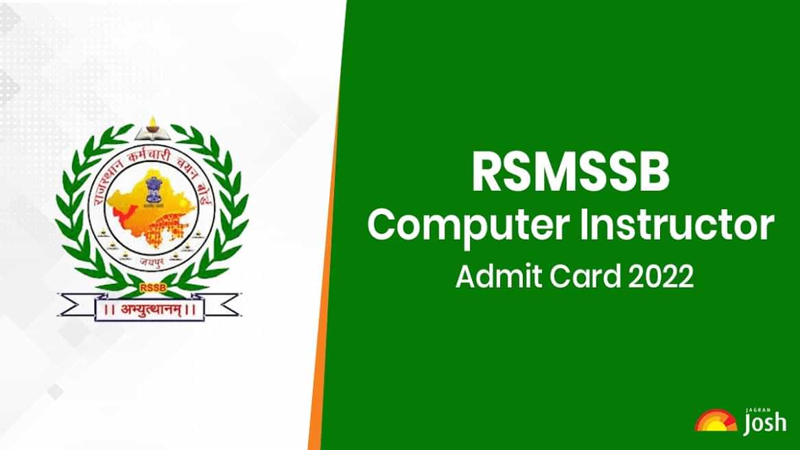 RSMSSB Computer Instructor Admit Card 2022 (Out): Download @sso.rajasthan.gov.in