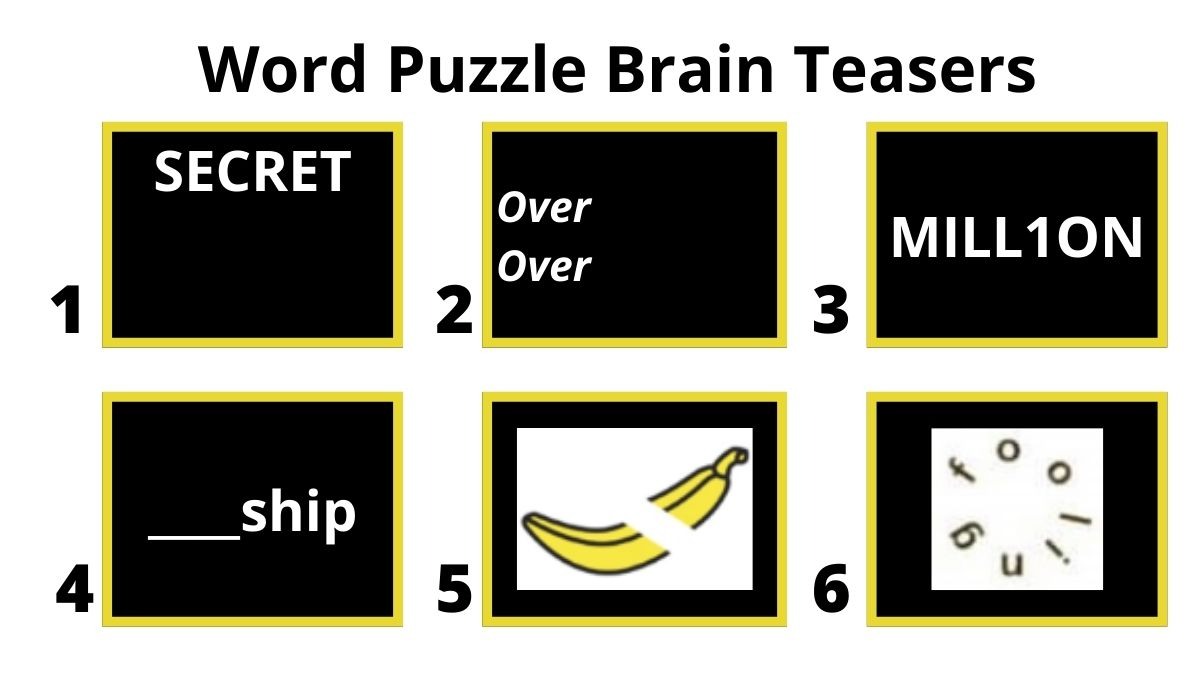 Brain Teaser Quiz Word Puzzles Guess The Words Inside The Boxes 