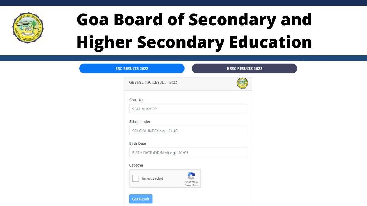 Goa Board SSC 10th Result 2022 