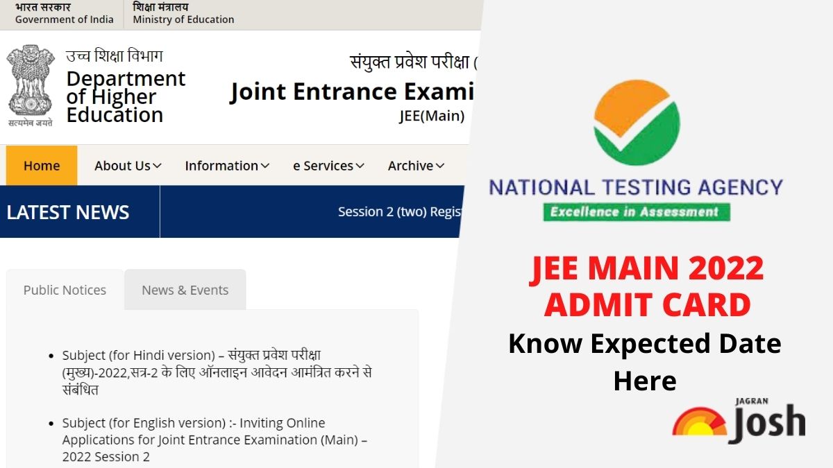 JEE Main Admit Card 2022: NTA to release JEE Main June Exam Admit Cards ...