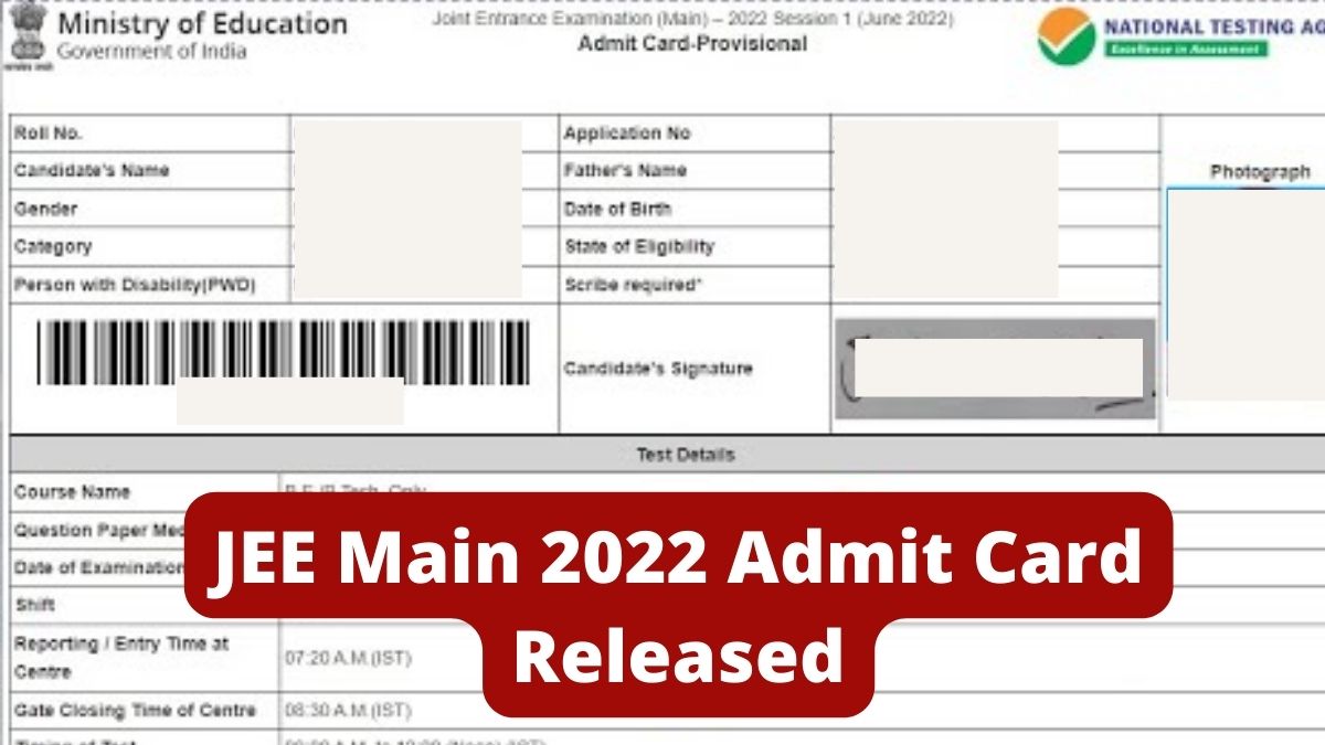 JEE Main 2022 Session 1 Admit Card Released
