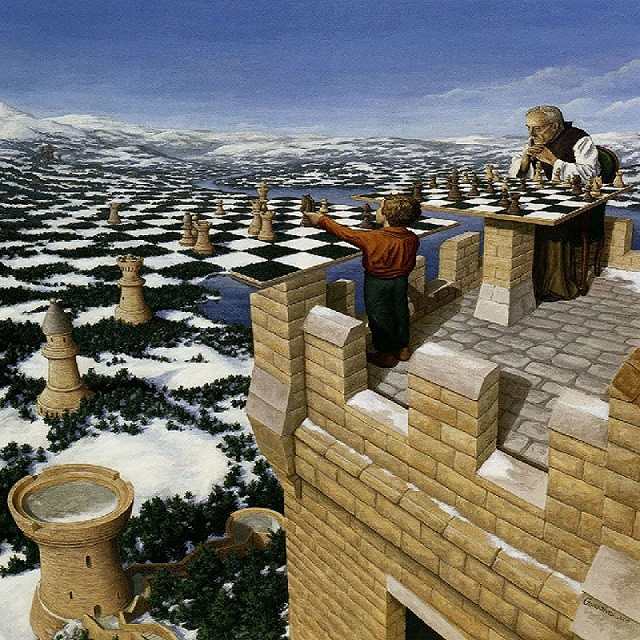 Optical Illusion Image Chess Board or Castle