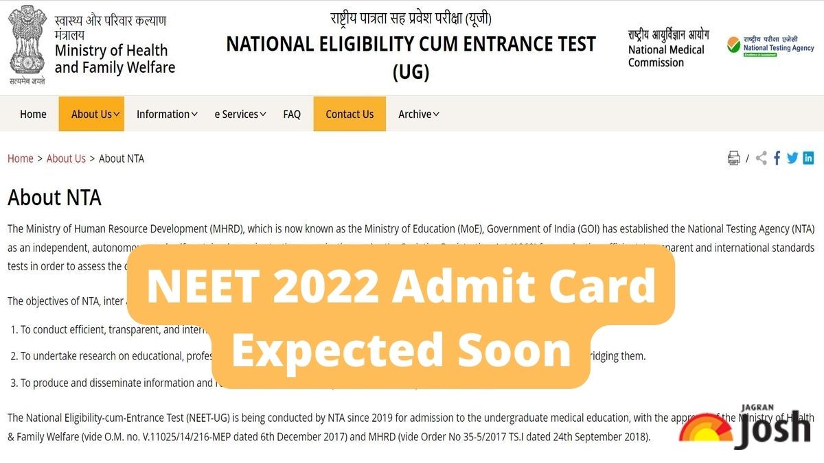 NEET 2022 Admit Card Expected Soon