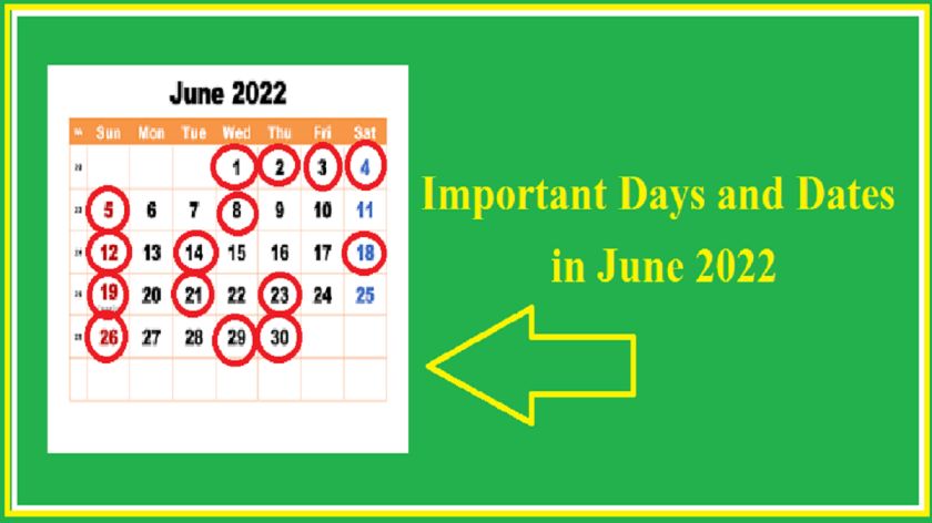 Important Days and Dates in June 2022