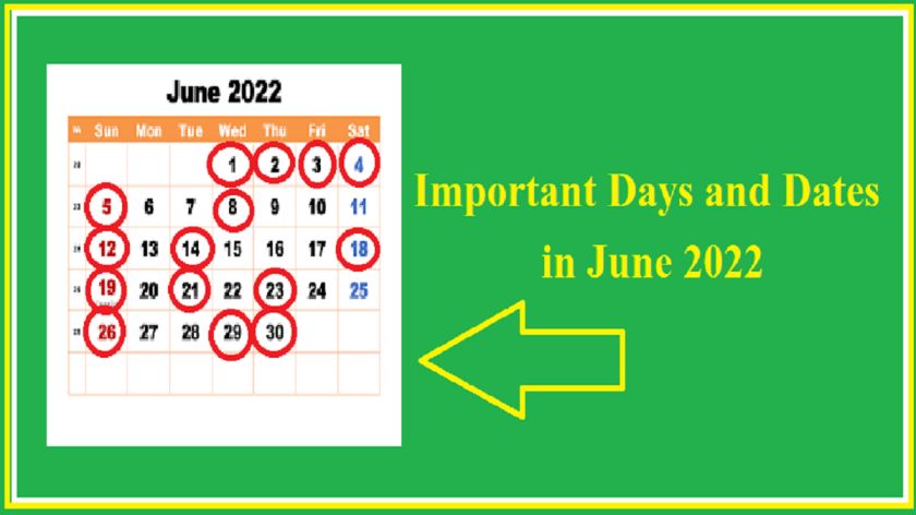 Important Days In June 2022 National And International Days