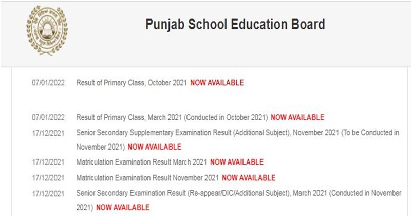 PSEB Results 2022 Class 10th and 12th