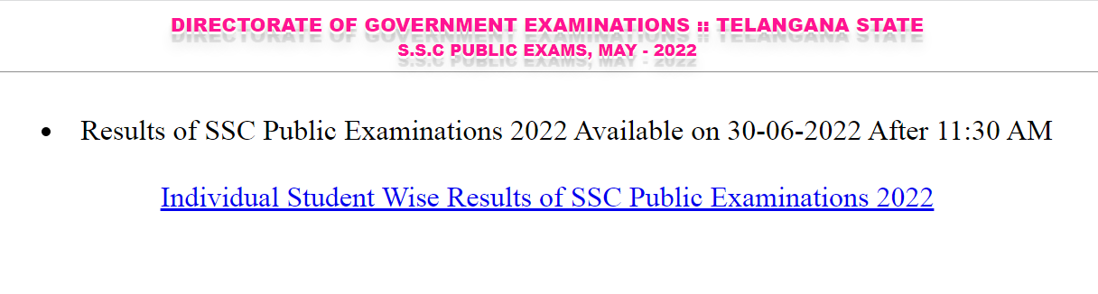 TS SSC 10th Results 2022 Live (Link Live): Check Direct Telangana Board