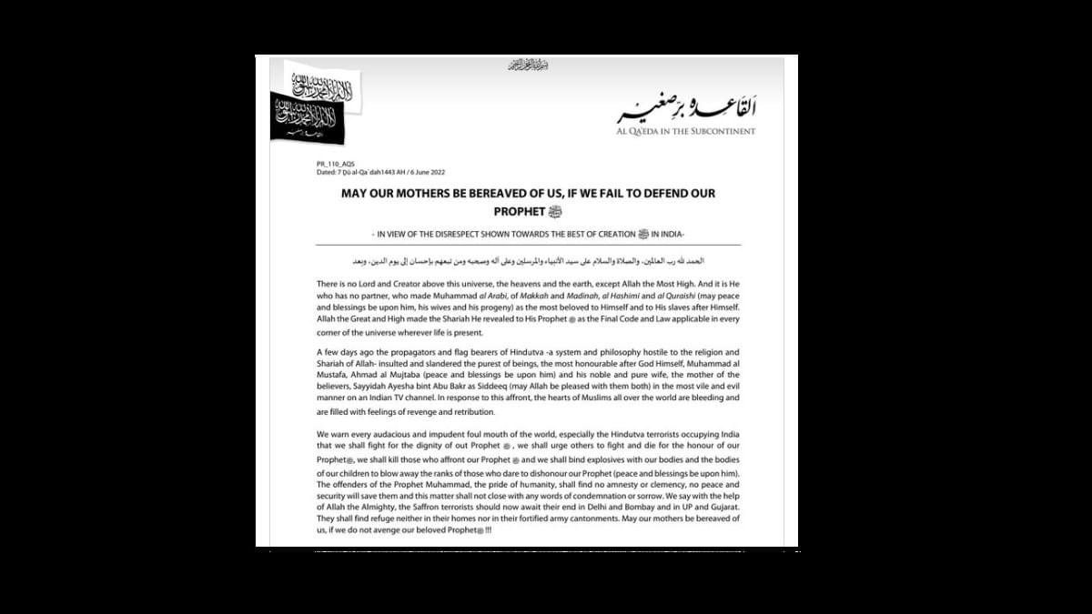 Al Qaeda Threat Letter to India