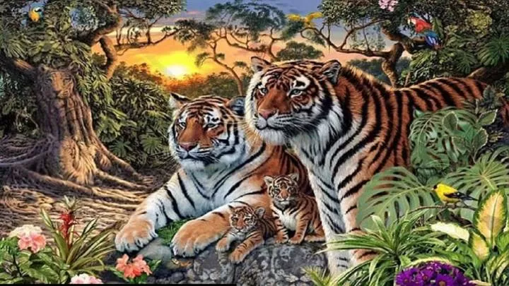 Optical Illusion: Count the tigers