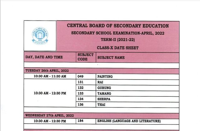 Cbse 10th Date Sheet 2022 Term 2 Out Exams From April 27 Get Class 10 Time Table Here