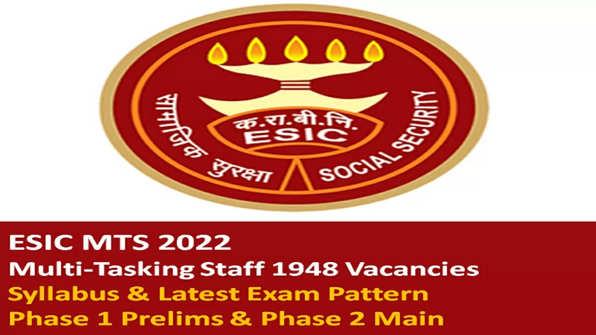 ESIC MTS 2022 Syllabus Section-wise & Latest Exam Pattern for Prelims & Mains