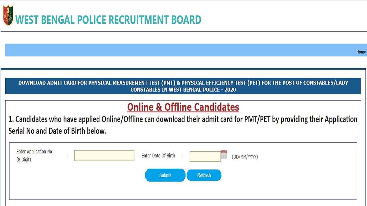 WB Police Constable PMT/PET Admit Card 2022 (Out), Here's Direct Link