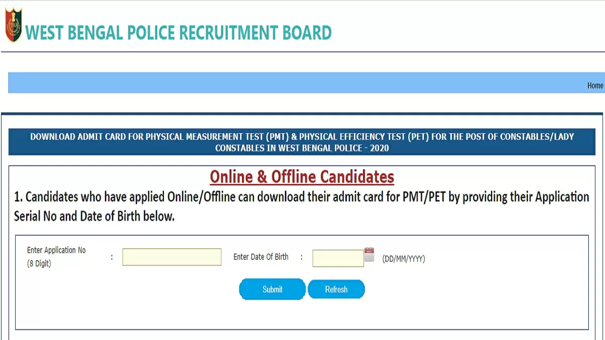 WB Police Constable PMT/PET Admit Card 2022 (Out), Here's Direct Link