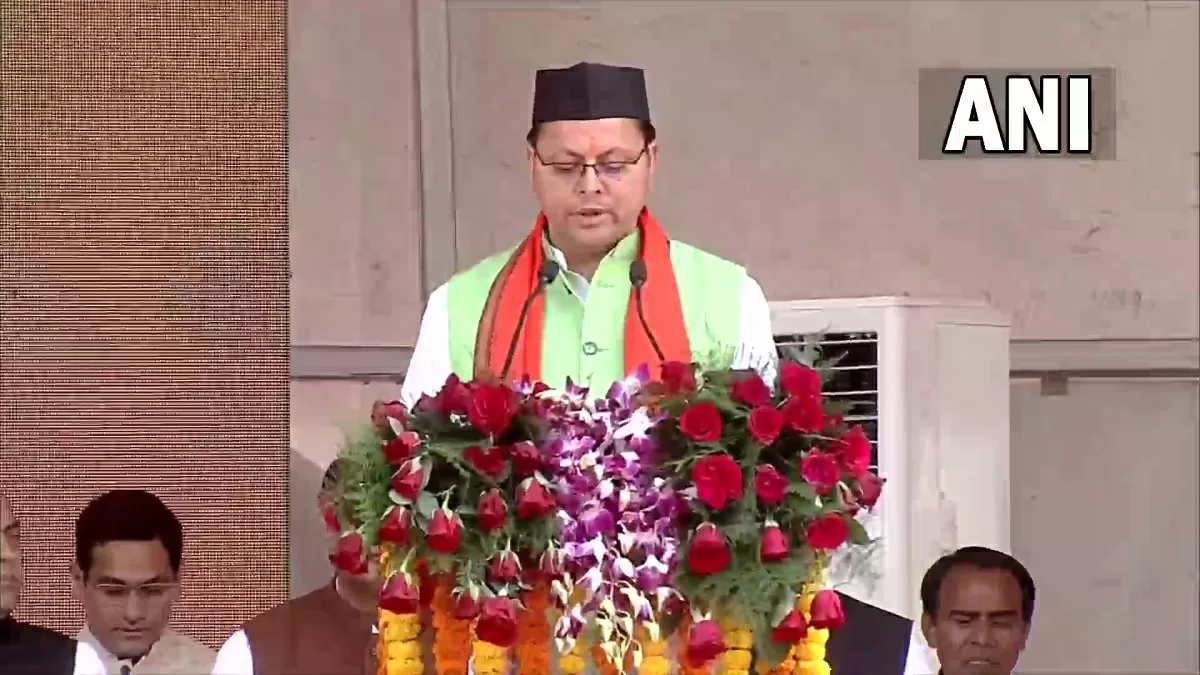 Pushkar Singh Dhami takes oath Uttarakhand CM at Parade Ground