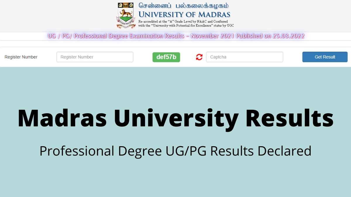 Madras University Results 2022 For UG, PG Courses Declared At Unom.ac ...