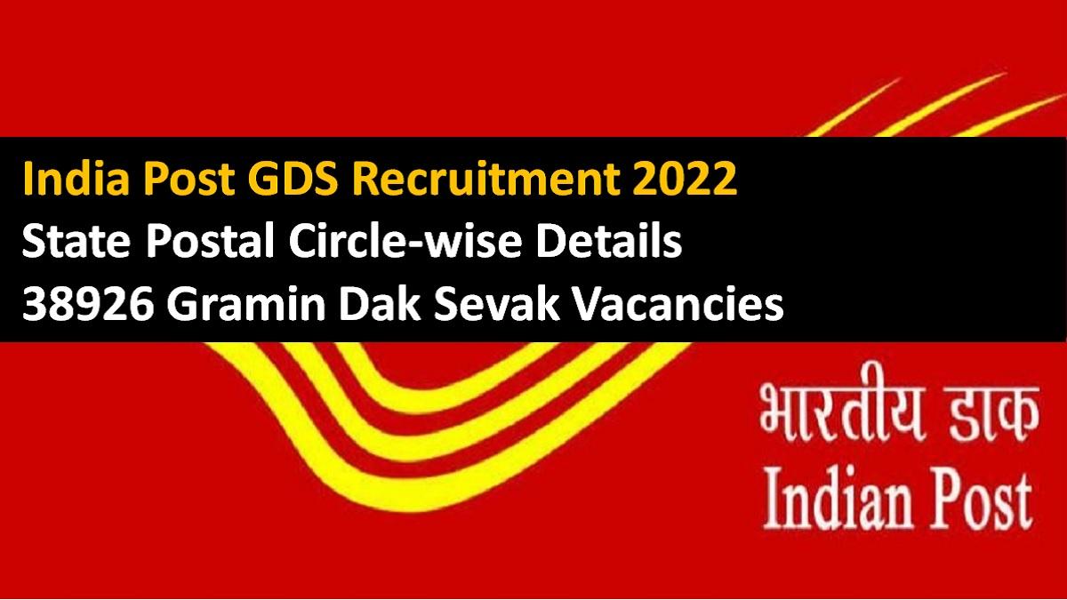 India Post Gds Recruitment 2022 State Postal Circle Wise Details For 38926 Vacancies 9755