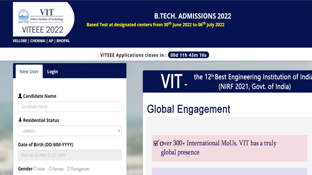 VITEEE 2022 Application Process To End Today, Register Soon at viteee