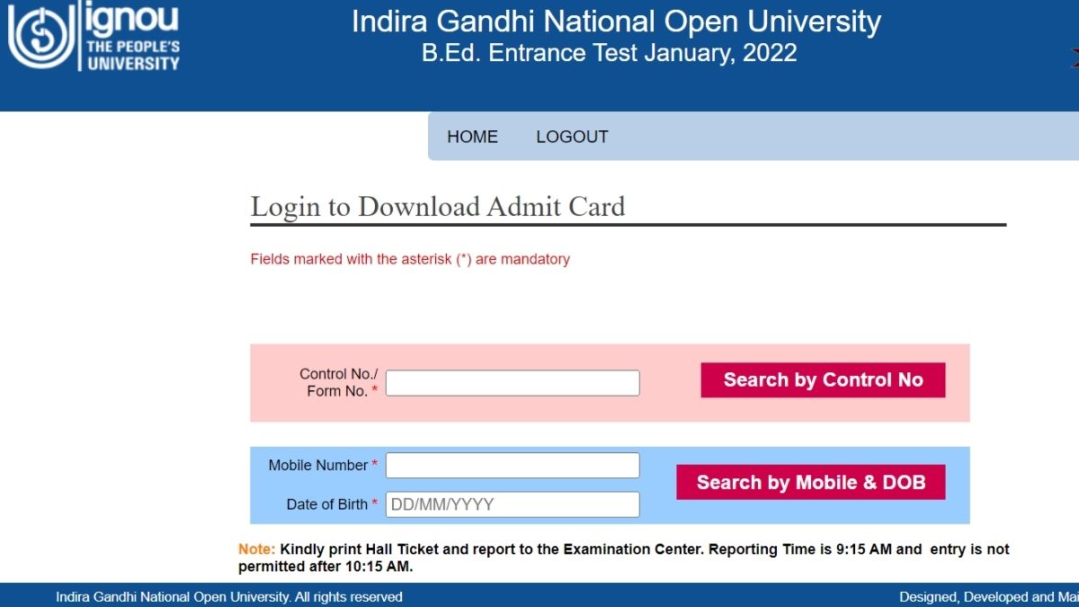 IGNOU Admit Card 2022 Released