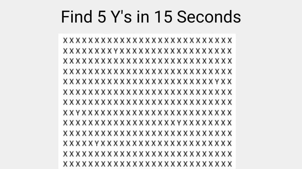Find 5 Ys in 15 Seconds