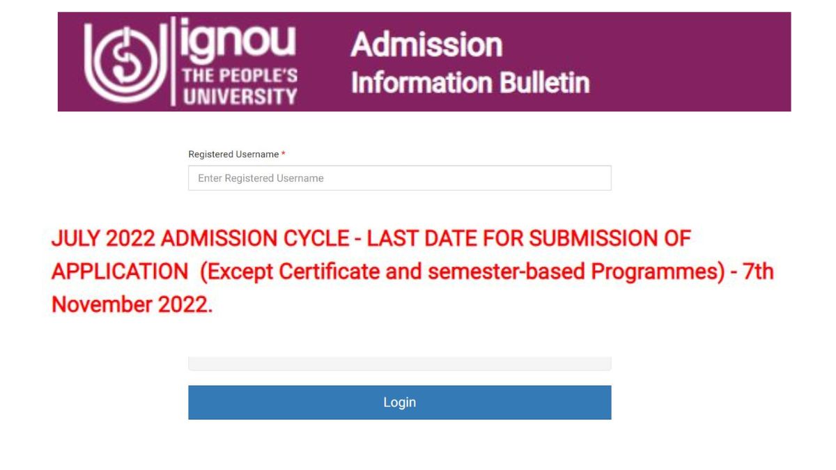 IGNOU July Registration 2022 Deadline Extends Again, Apply At Ignou.ac ...