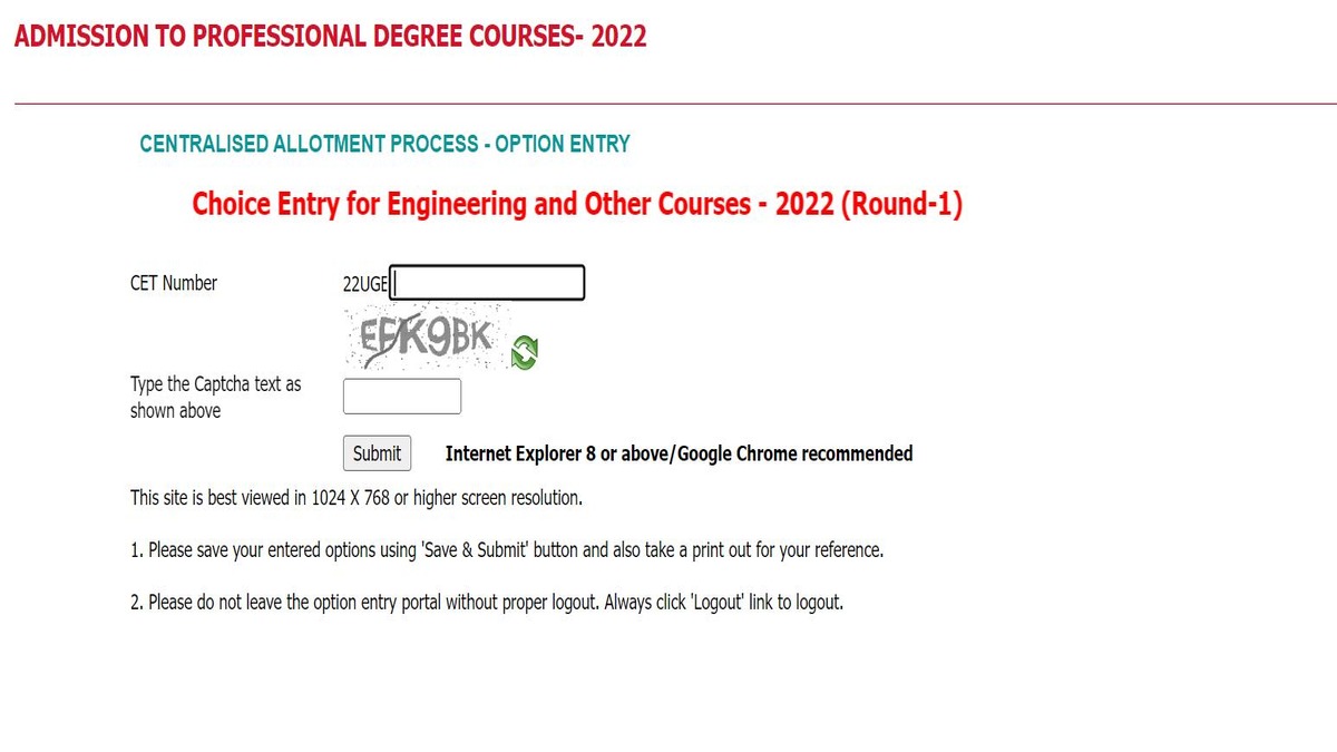 KCET Counselling 2022 Choice Entry Window For Round 1 Closes Today