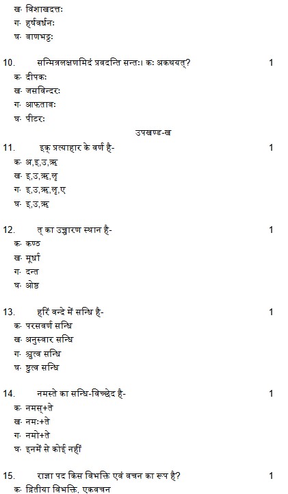 UP Board Class 10 Sanskrit Model Paper 2022-23