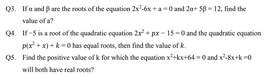 CBSE Class 10 Maths Chapter 4 Important Questions with Solutions: Quadratic Equations