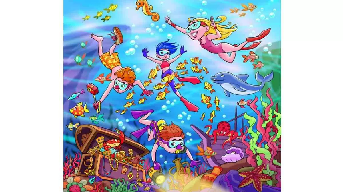 Can you find the lost shoe of the scuba-diving boy?