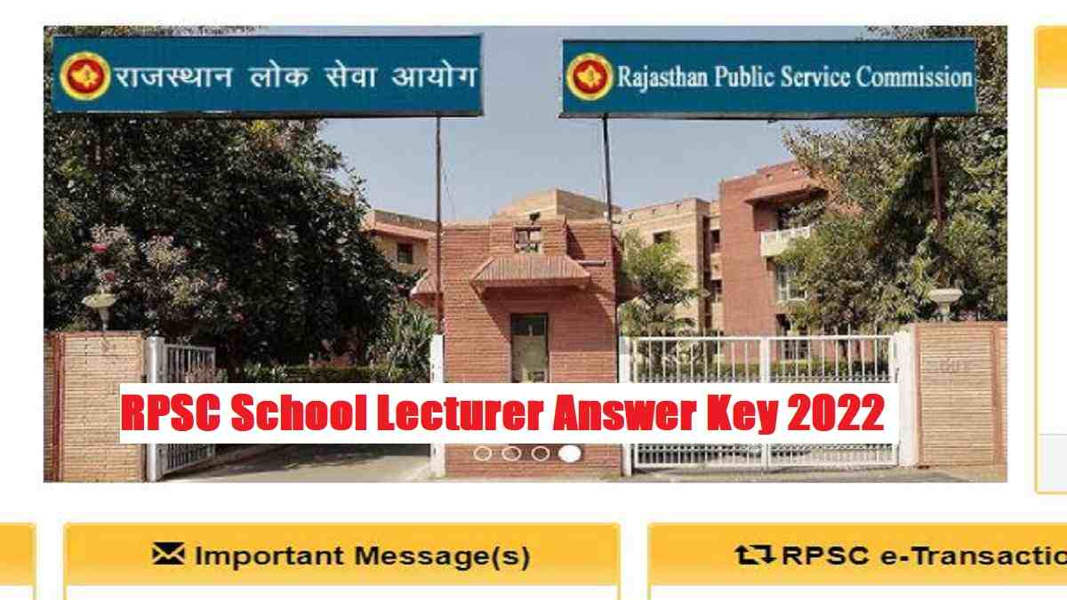 RPSC School Lecturer Answer Key 2022 
