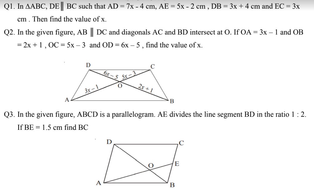 Cbse Class 10 Maths Chapter 6 Important Questions With Solutions: Triangles