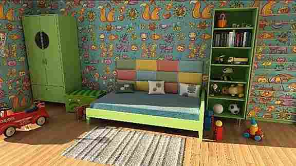 Oh, what a beautiful bedroom for kids it is, but where is the guinea pig hiding in this optical illusion image?
