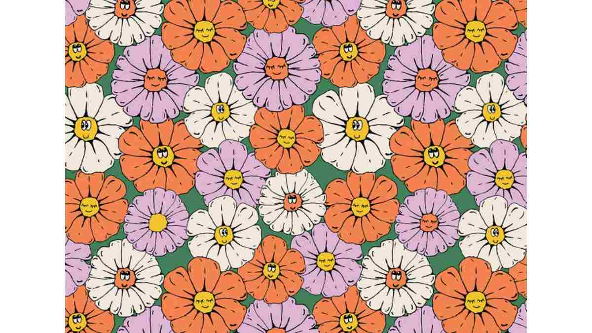 Find the expressionless flower in the bunch within 7 seconds.