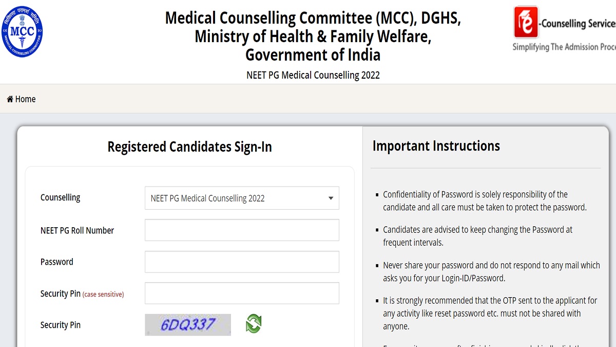 NEET PG Counselling 2022 Mop-Up Registrations