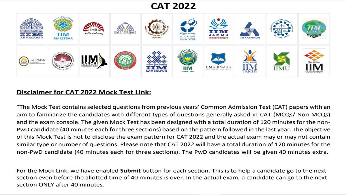 CAT 2022 Mock Test (Available)