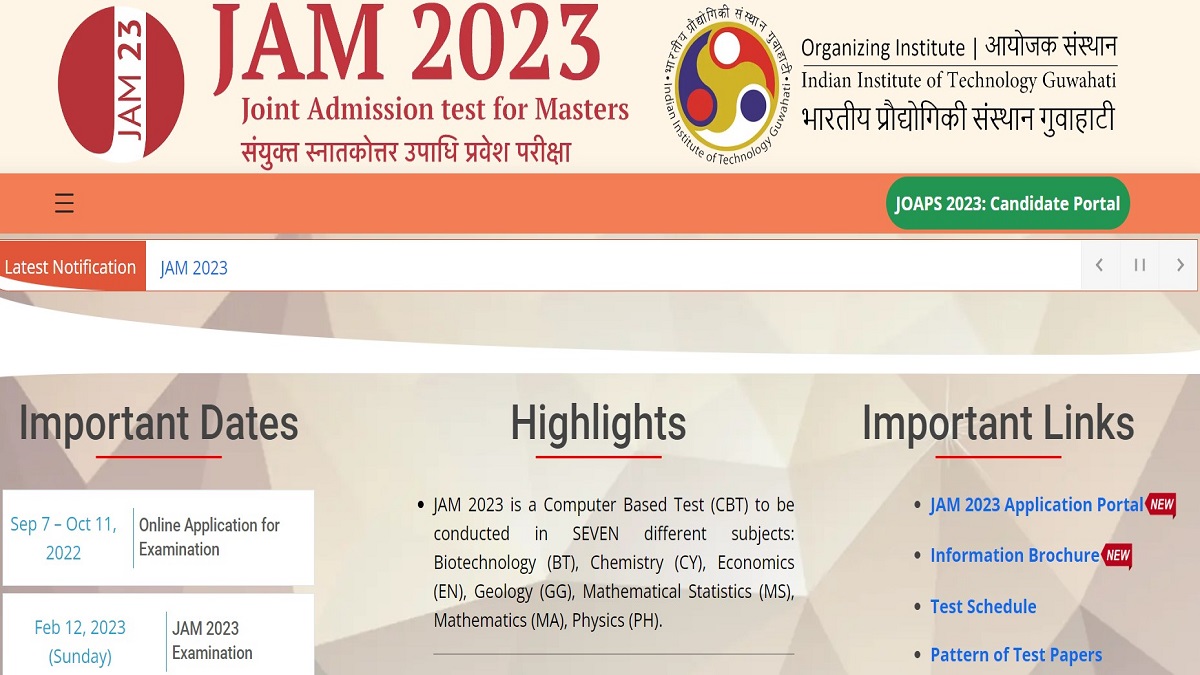 IIT JAM 2023: Applications Close Tomorrow, Check At Jam.iitg.ac.in ...