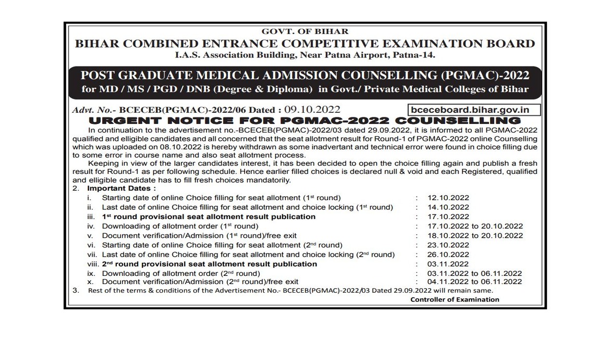 Bihar NEET PG Counselling 2022 Seat Allotment Result 