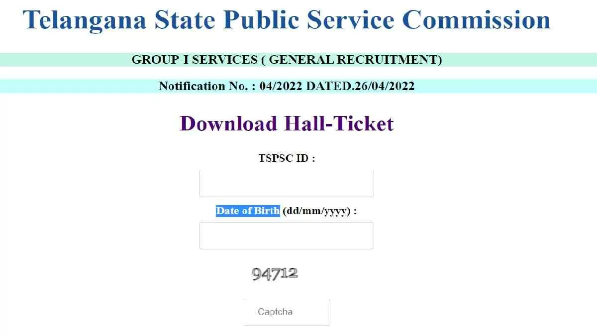 TSPSC Group I Prelims Admit Card 2022
