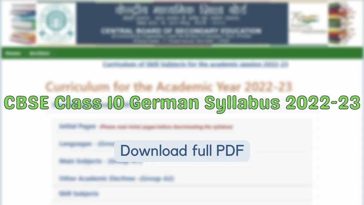 CBSE Class 10 German Syllabus 2022-23