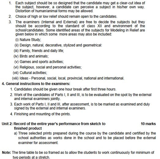 CBSE Class 12 Fine Arts syllabus 2022-23