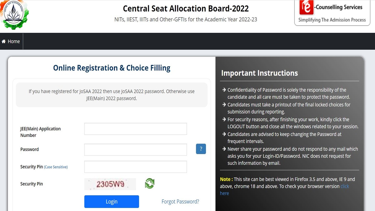 CSAB Special Round Counselling Registration 2022 