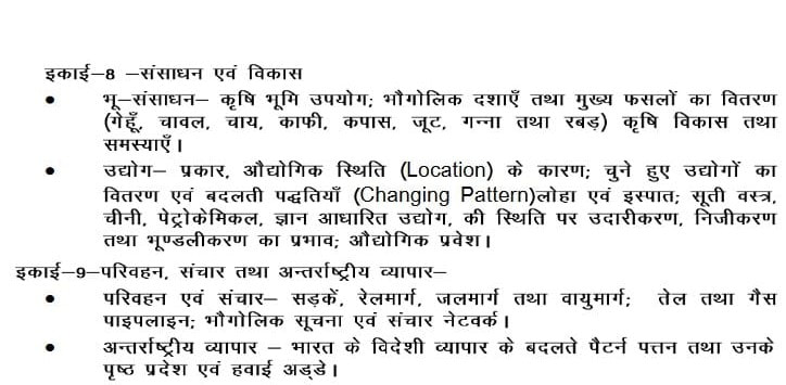 UP Board class 12 Geography Syllabus 2022-23