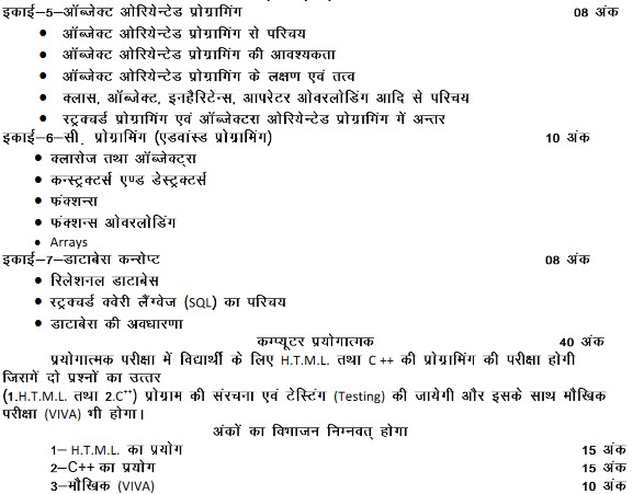 UP board class 12 Computer syllabus 2022-23