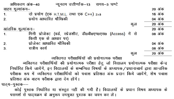 UP board class 12 Computer syllabus 2022-23