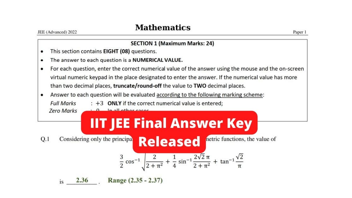 JEE Advanced 2022 Final Answer Key 