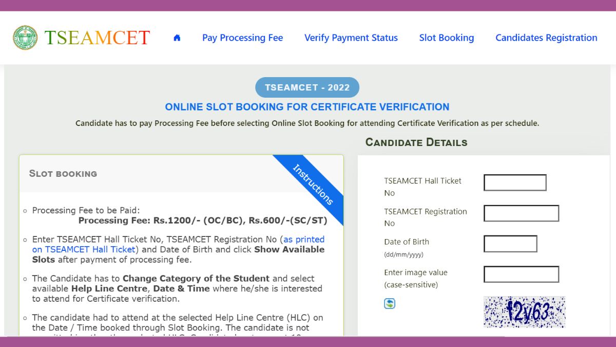 TS EAMCET Counselling 2022: Slot Booking to End Today at tseamcet.nic